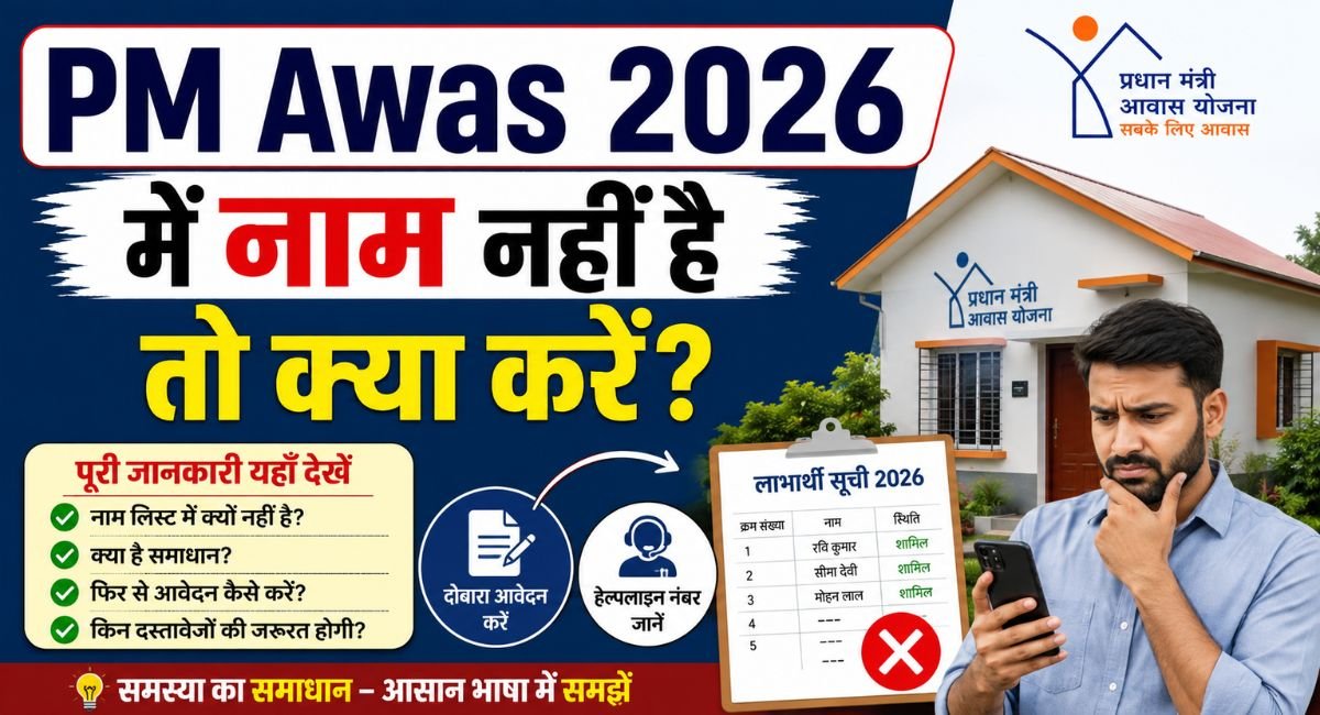 What should you do if your name is not on the PM Awas Yojana 2026 list?
